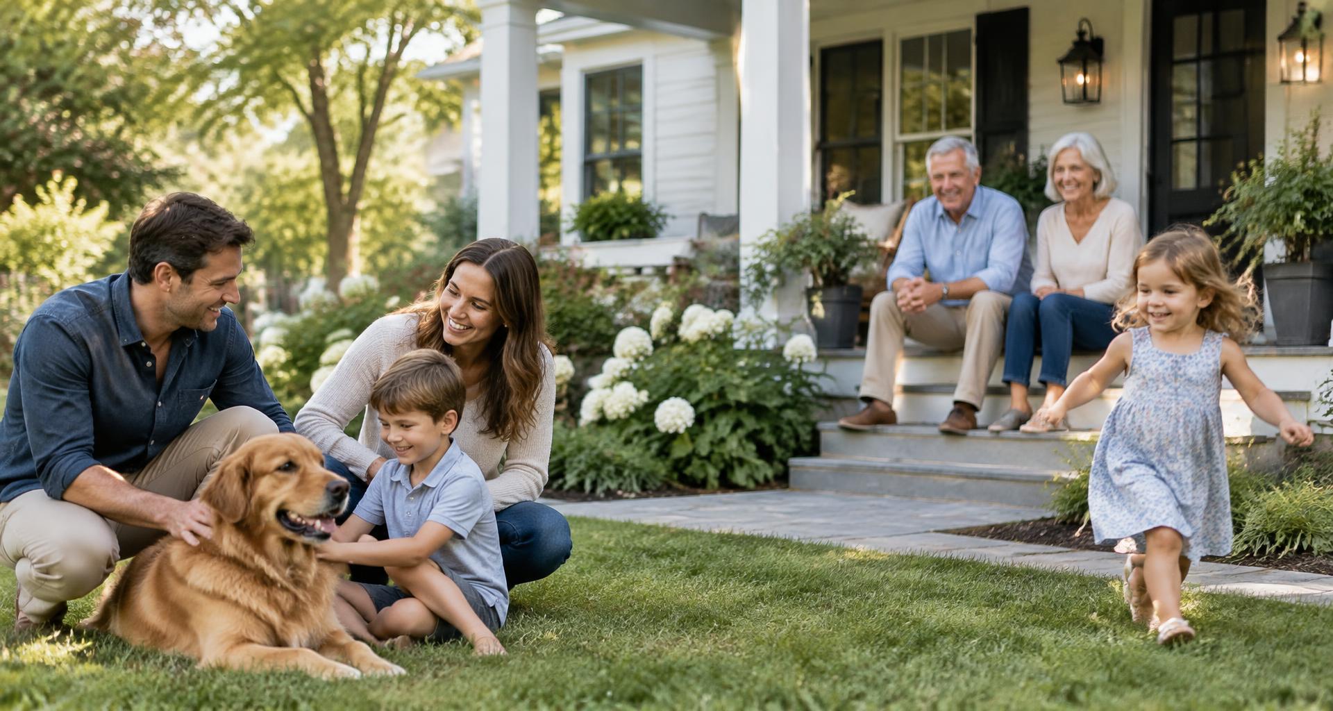 A multigenerational family enjoying time together at home